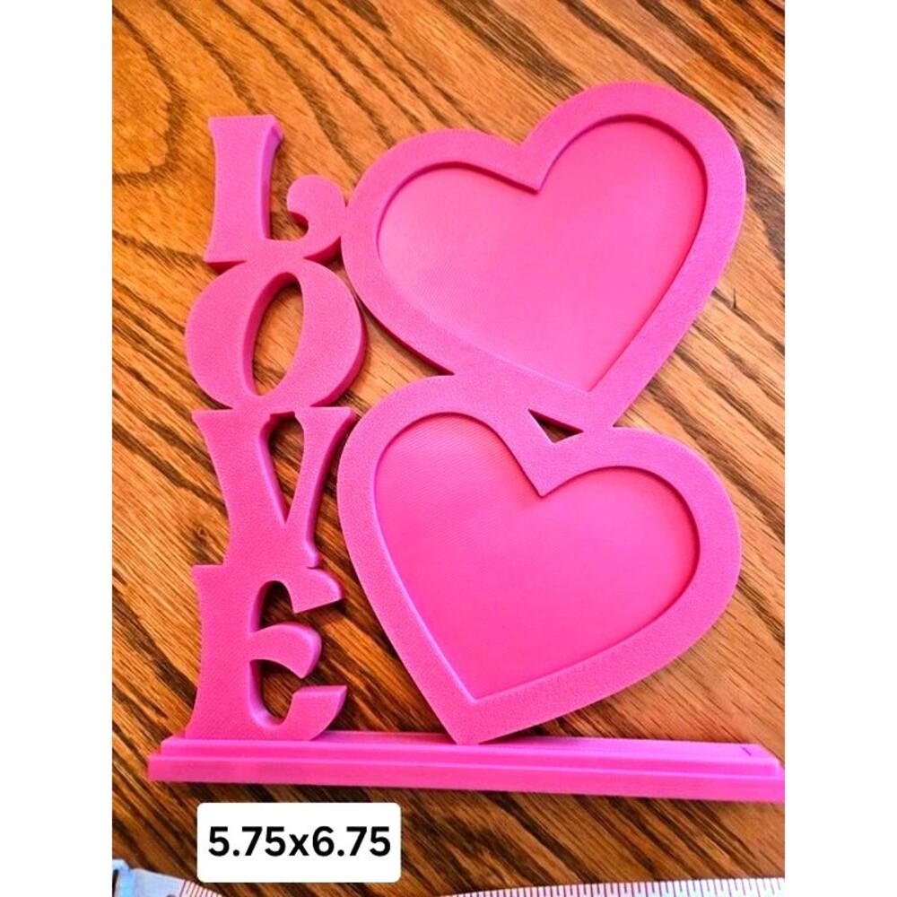 Pink LOVE Double Heart Picture Frame
